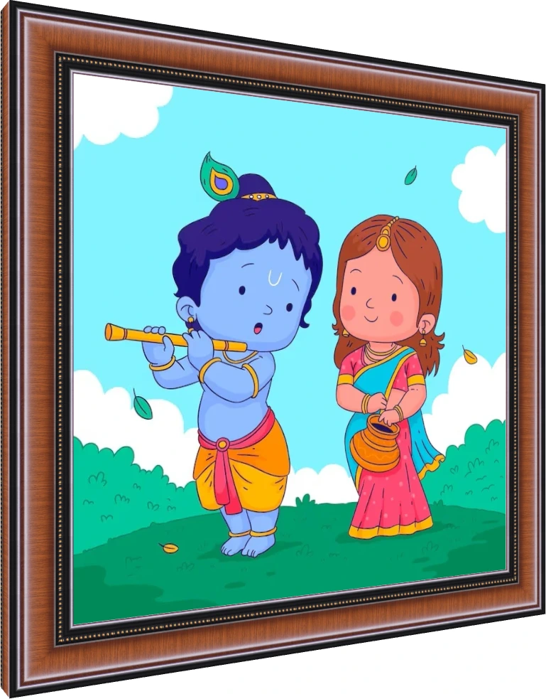 Adorable Bal Krishna and Radha Print wall art print — photo frame preview | PrintPosters.in